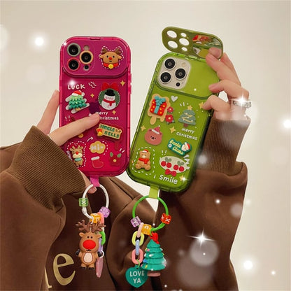 Christmas Tree Pendant Flip Mirror Case Cover For iPhone