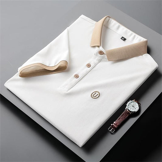 Men's Casual Embroidery Lapel Short Sleeves