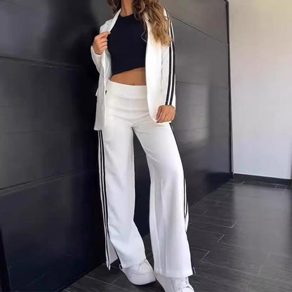 🔥Women’s Casual Notched Lapel Blazer and Wide-leg Pants Set