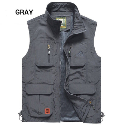 Men’s Outdoor Fishing Quick-dry Zipper Vest with Multi-pockets