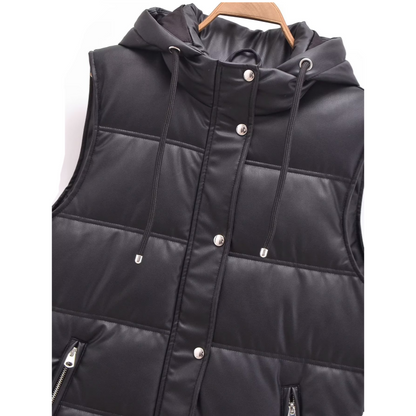 ✨Free Shipping💖❄️Winter Specials-Get 43% off❄️Warm PU Leather Long Hooded Vest