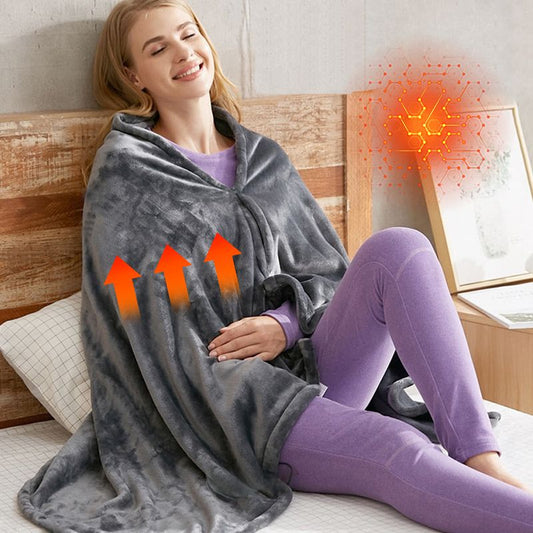 🔥Great Gift! USB Heated Flannel Blanket Shawl