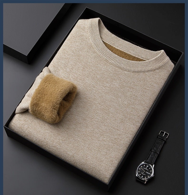 High quality solid color thick cashmere men's sweater