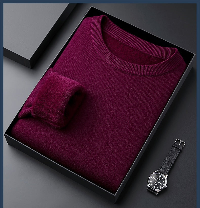 High quality solid color thick cashmere men's sweater