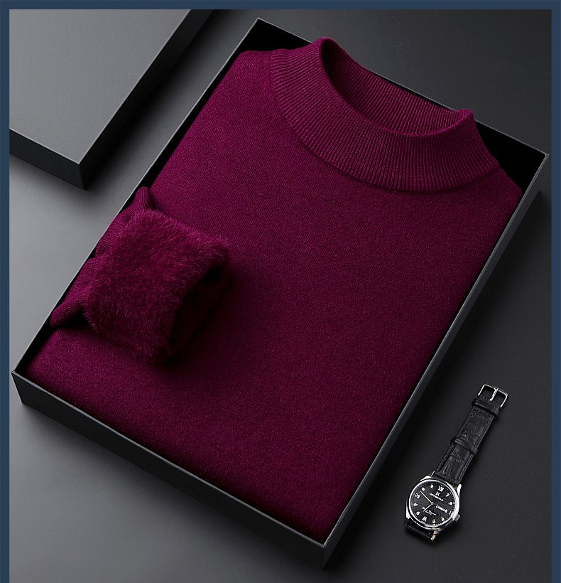 High quality solid color thick cashmere men's sweater