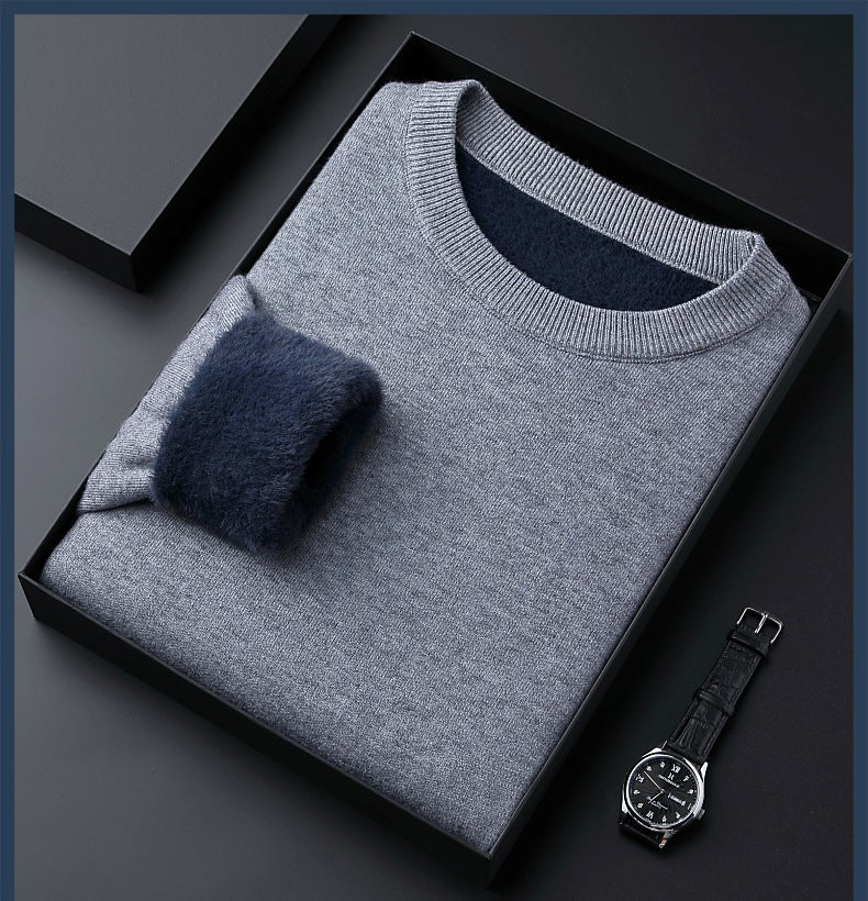 High quality solid color thick cashmere men's sweater