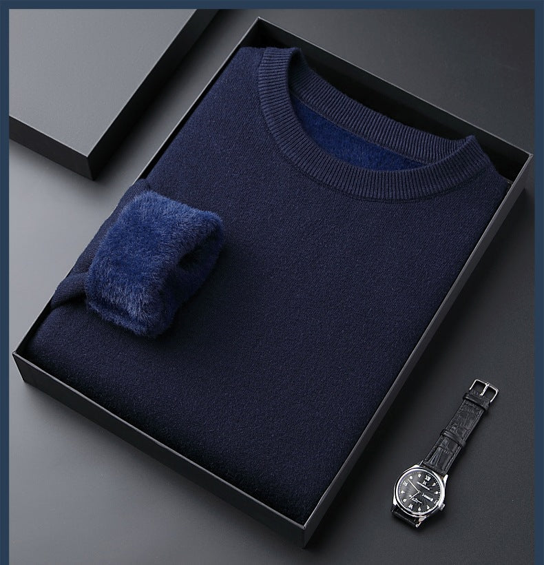 High quality solid color thick cashmere men's sweater