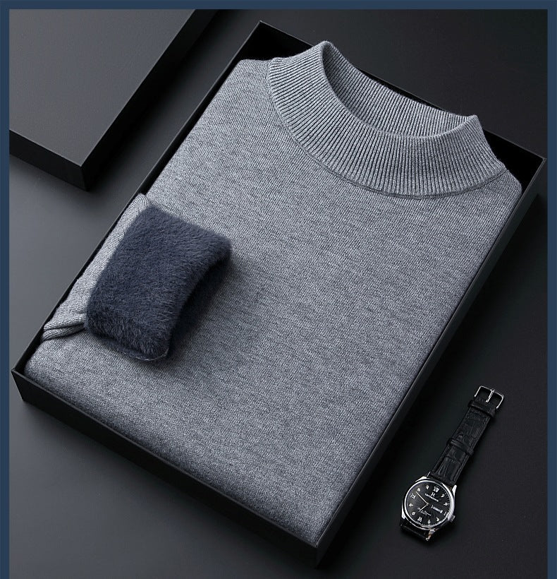 High quality solid color thick cashmere men's sweater