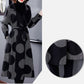 [Gift For Her] Women's Polka Dot Mid Length Large Lapel Trench Coat