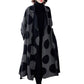 [Gift For Her] Women's Polka Dot Mid Length Large Lapel Trench Coat