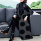 [Gift For Her] Women's Polka Dot Mid Length Large Lapel Trench Coat