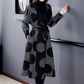 [Gift For Her] Women's Polka Dot Mid Length Large Lapel Trench Coat