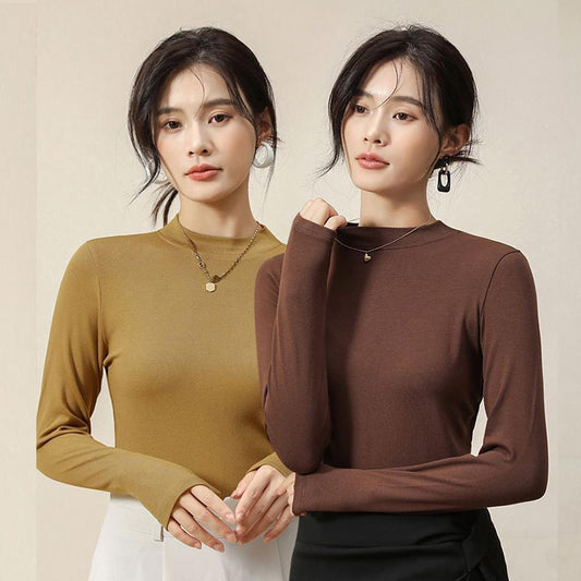 Gift for Women! Fashionable Stretchy Slim Stand-collar Base Shirt