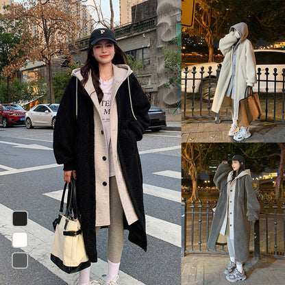 [Warm Gift] 2-Layered Faux Lambswool Hooded Coat Jacket (42%OFF)